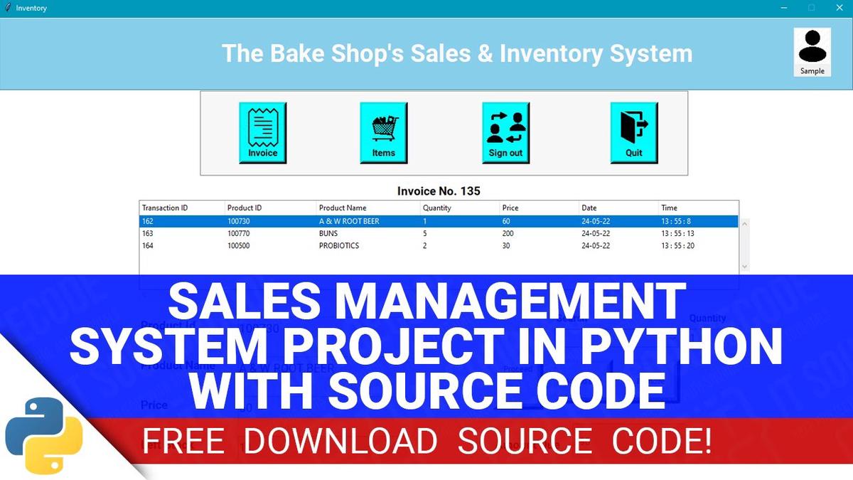 'Video thumbnail for Sales Management System Project in Python with Source Code (Free Download)'
