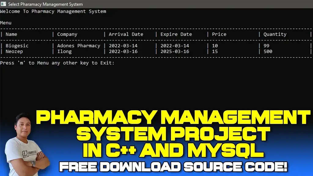 'Video thumbnail for Pharmacy Management System Project in C++ with MySQL Database (Free Download) 2022'