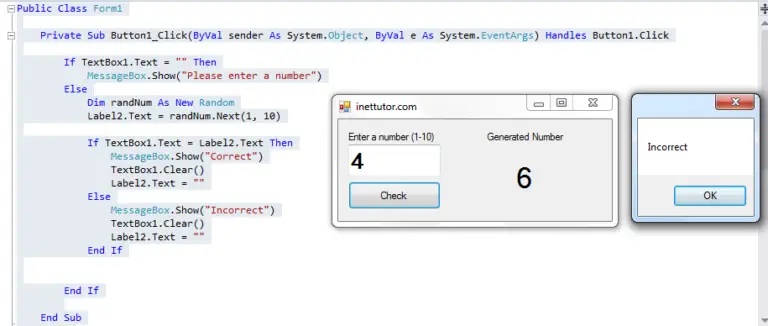 Random Number guessing game in Visual Basic .Net - iNetTutor.com