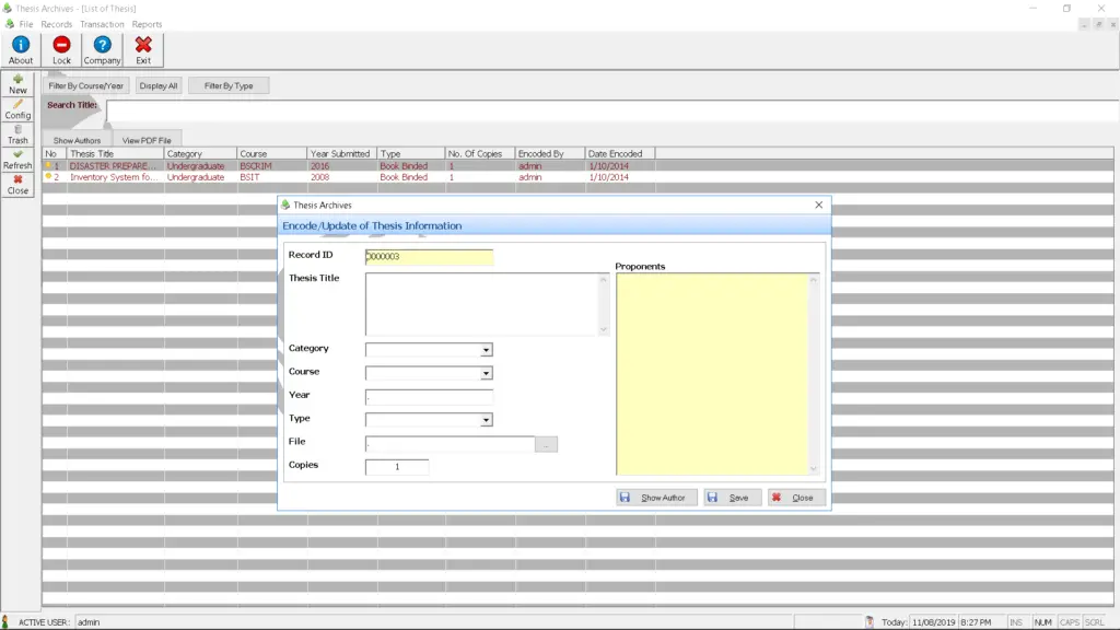 Thesis Archiving in Visual Basic and MySQL