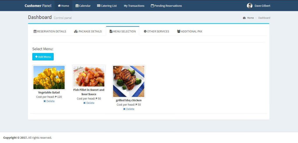 Online Food Catering Services Management System with Payment Gateway