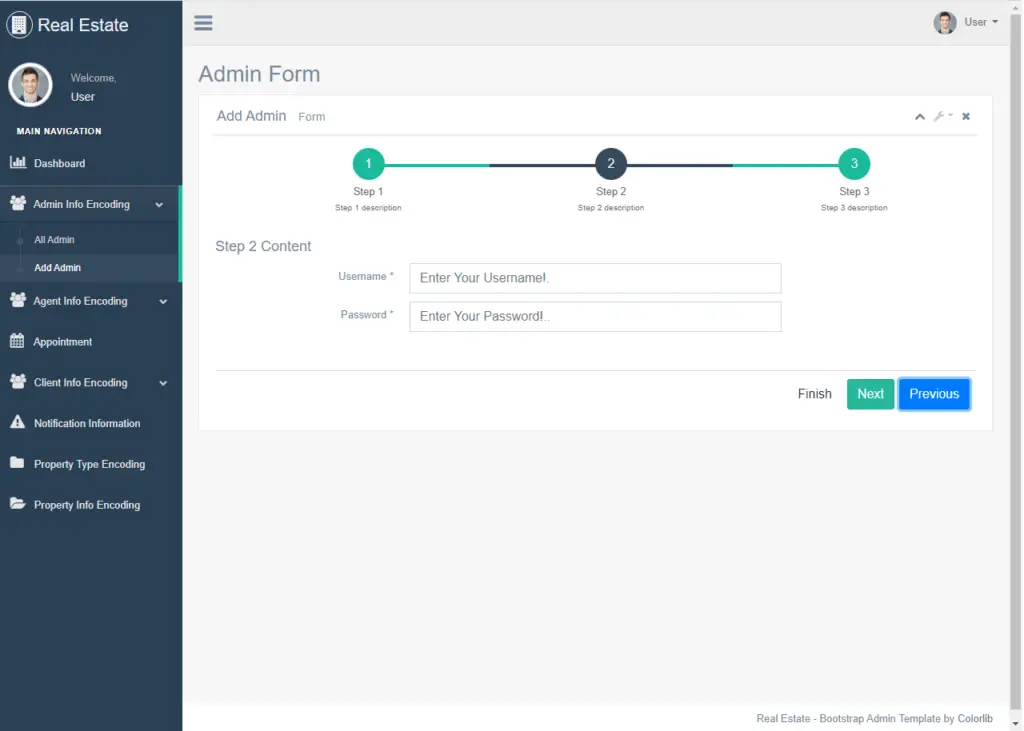 Real Estate System User Interface in Bootstrap