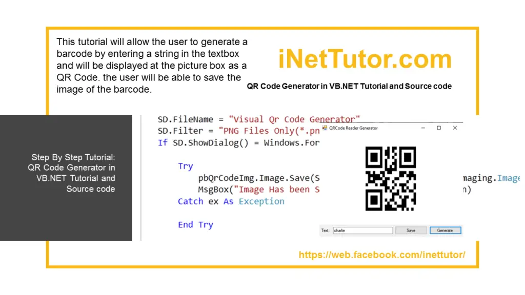 QR Code Generator in VB.NET Tutorial and Source code | iNetTutor.com