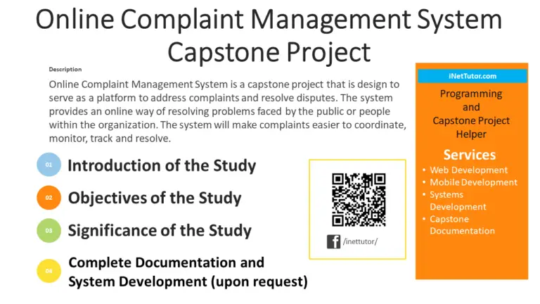 Online Complaint Management System Capstone Project - iNetTutor.com