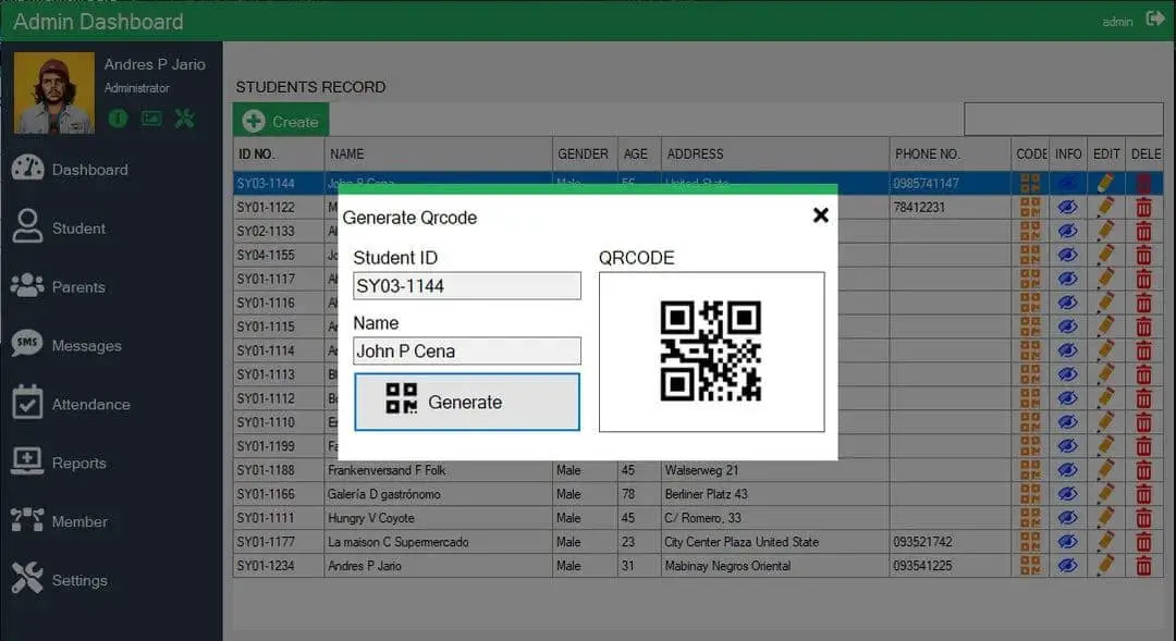 QR Code Attendance System with SMS Notification - QR Code Generator