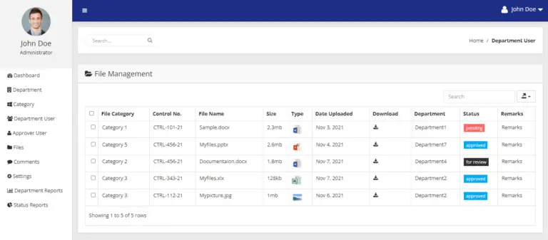 File Management with Approval Process in PHP and Bootstrap Free Source ...