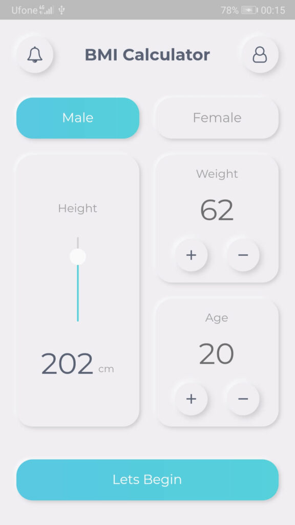 BMI Calculator in Flutter Based on Neumorphic - Free Download