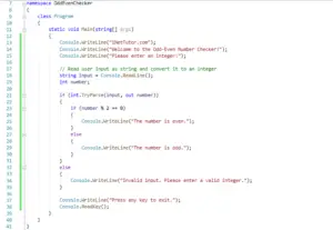 Odd Even Number Checker in C-Sharp