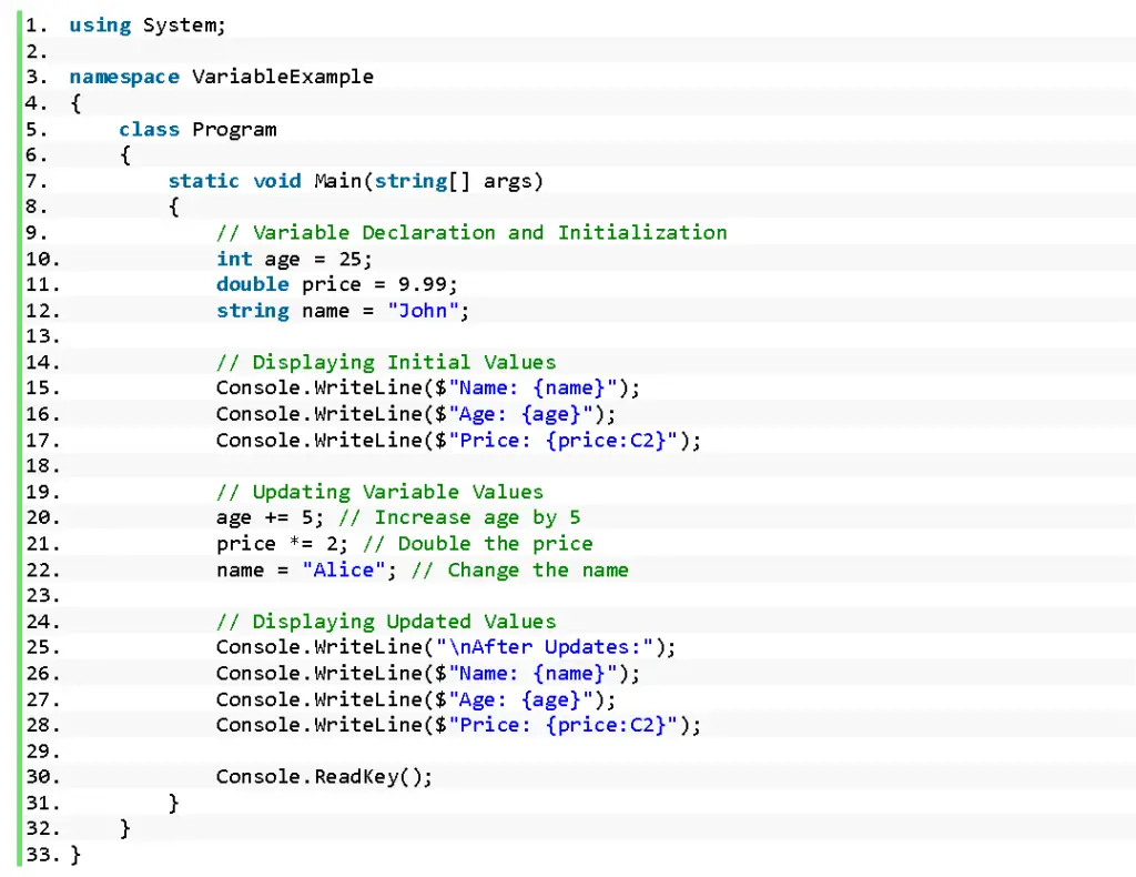 CSharp Variables - iNetTutor.com