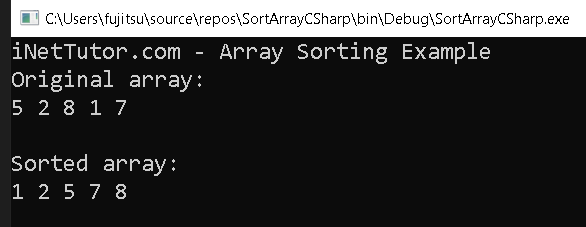 Sorting an Array of Integers in CSharp - output