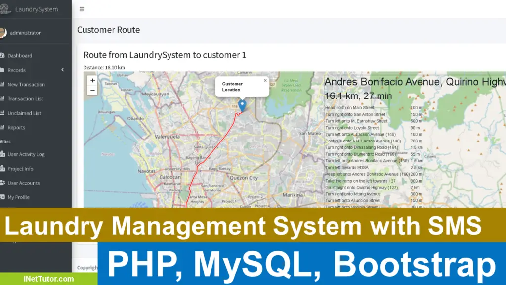 Laundry Management System with Mapping and SMS