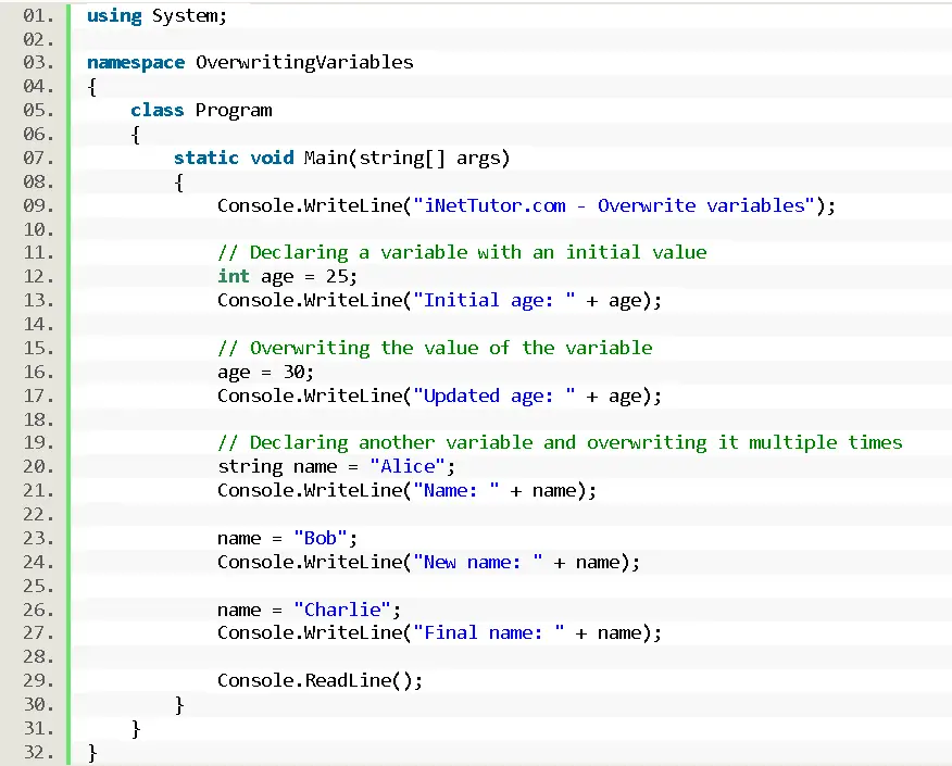 Overwrite Variable value in CSharp - source code