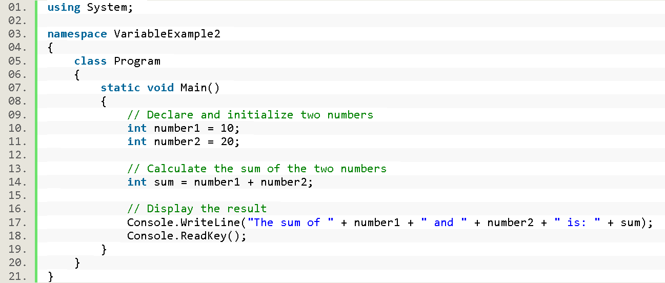 CSharp Variable Tutorial - Example2