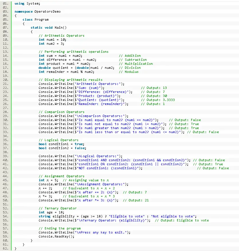 CSharp Operators - source code