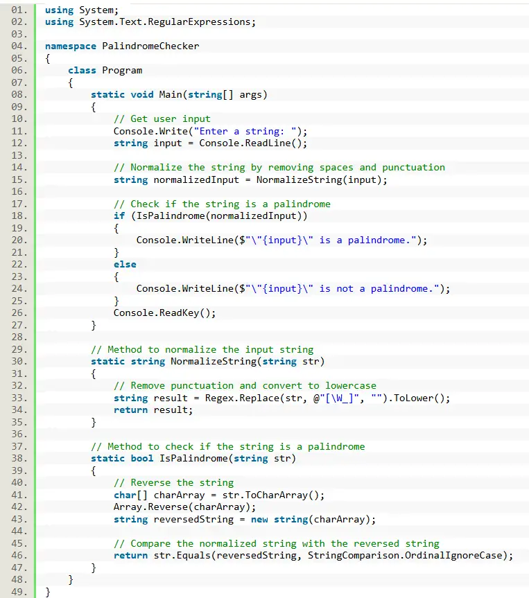 Check If a String is a Palindrome in CSharp