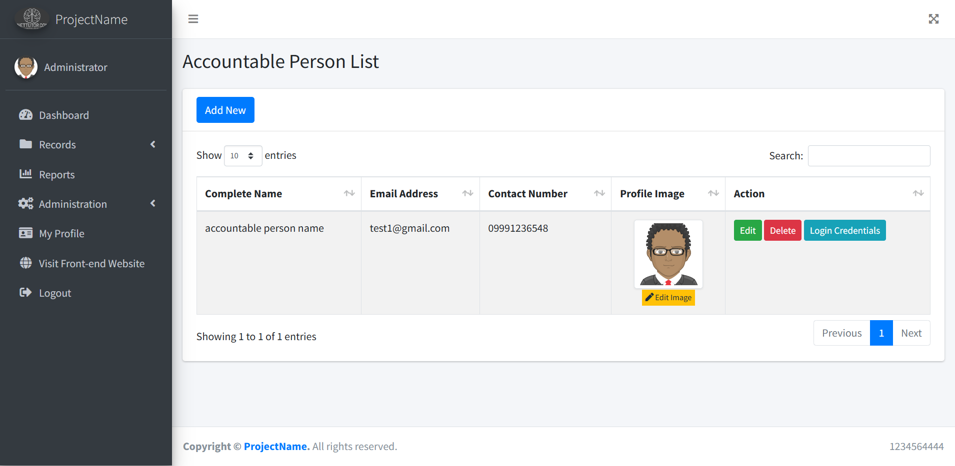 School Asset Inventory Accountable Person Module - List