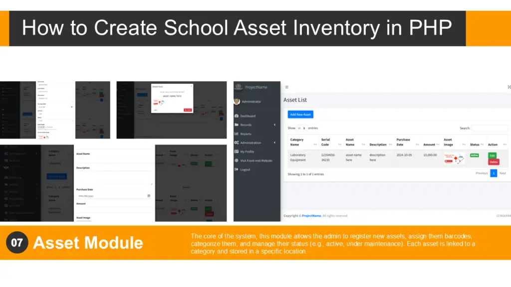 School Asset Inventory Asset Module