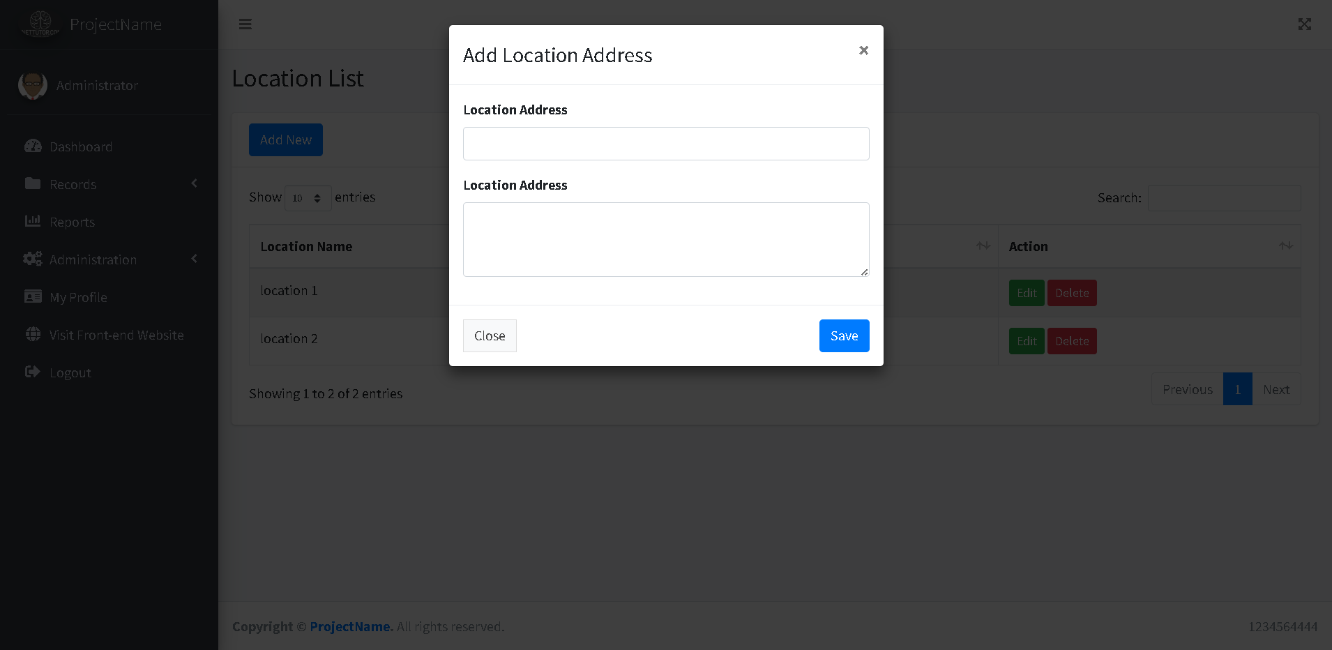 School Asset Inventory Location Module - Add Modal