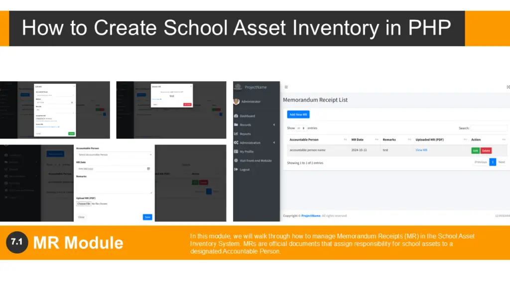 School Asset Inventory MR Module