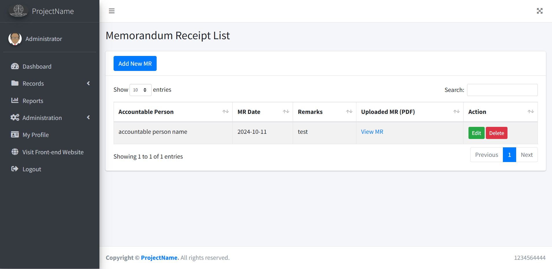 School Asset Inventory MR Module - List