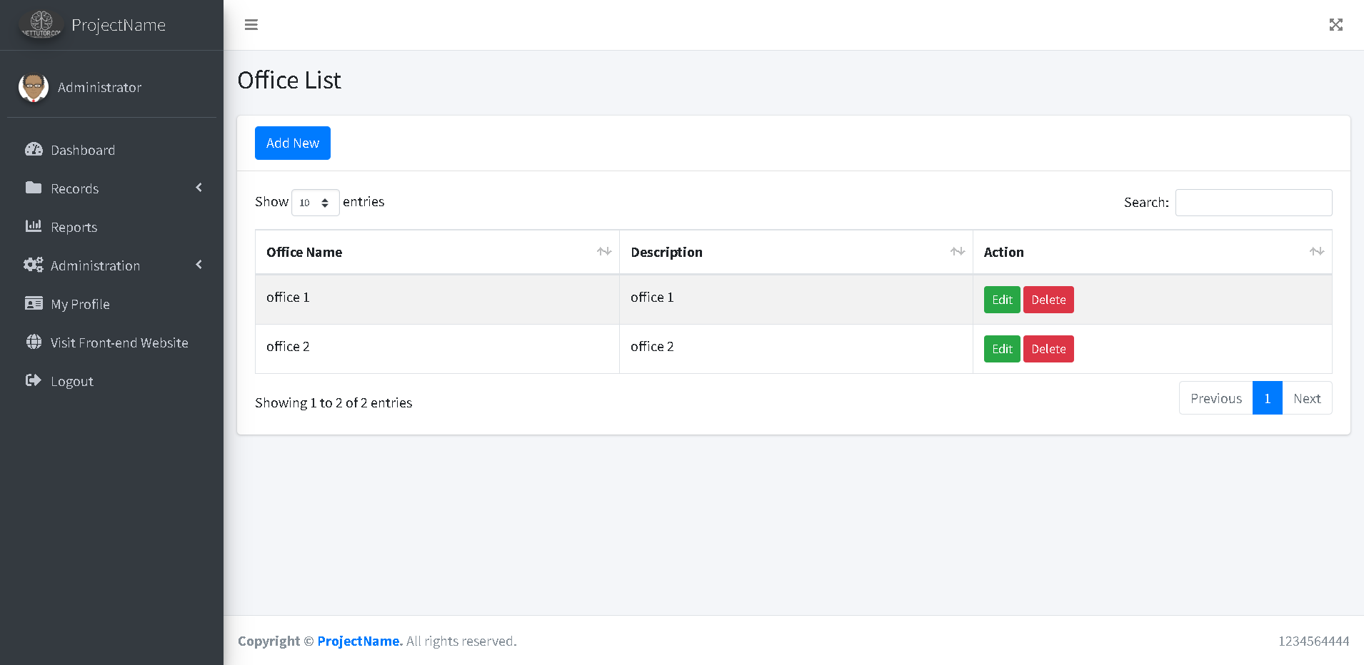 School Asset Inventory Office Module - Office List