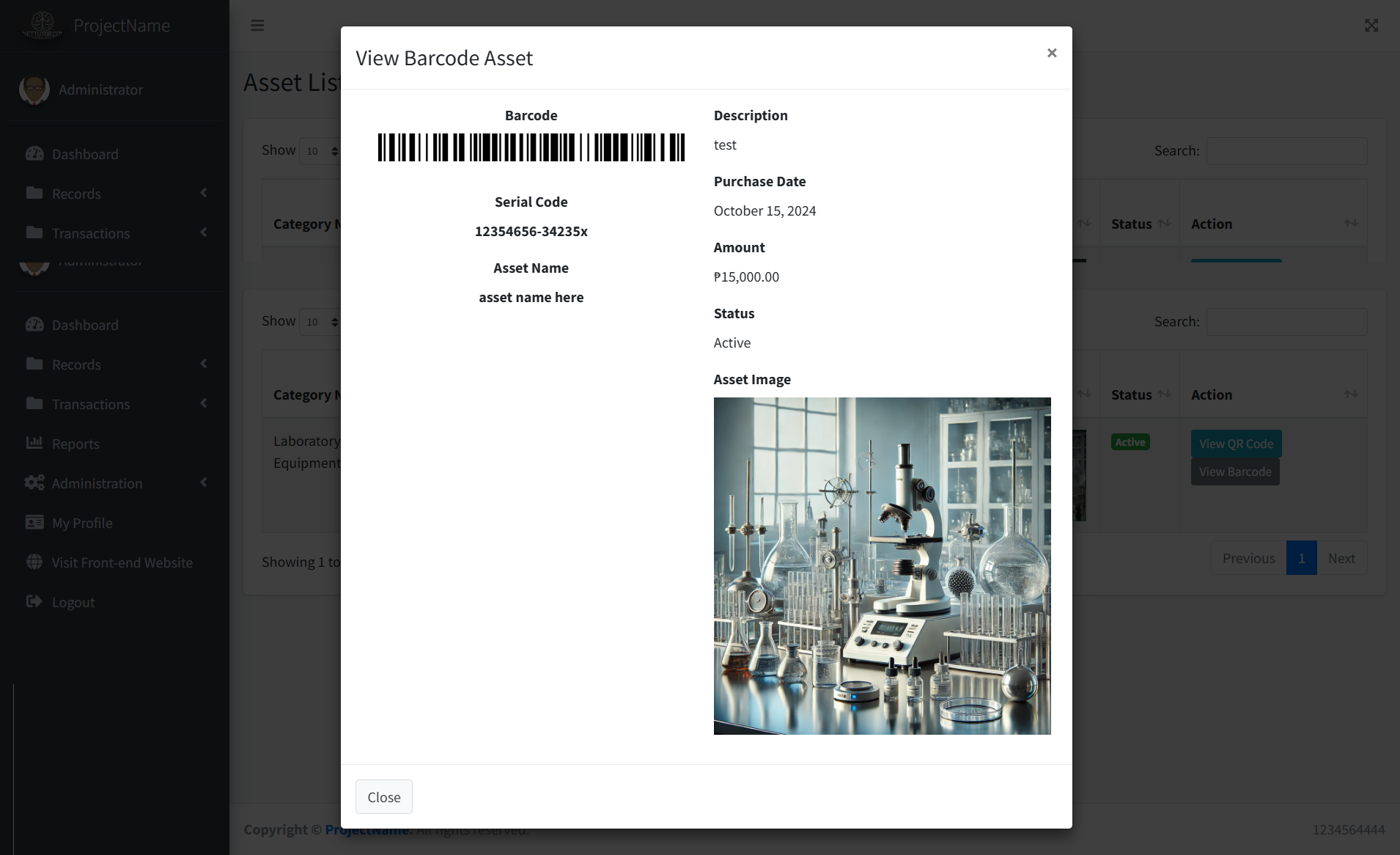 School Asset Inventory QR and Barcode Module - Barcode