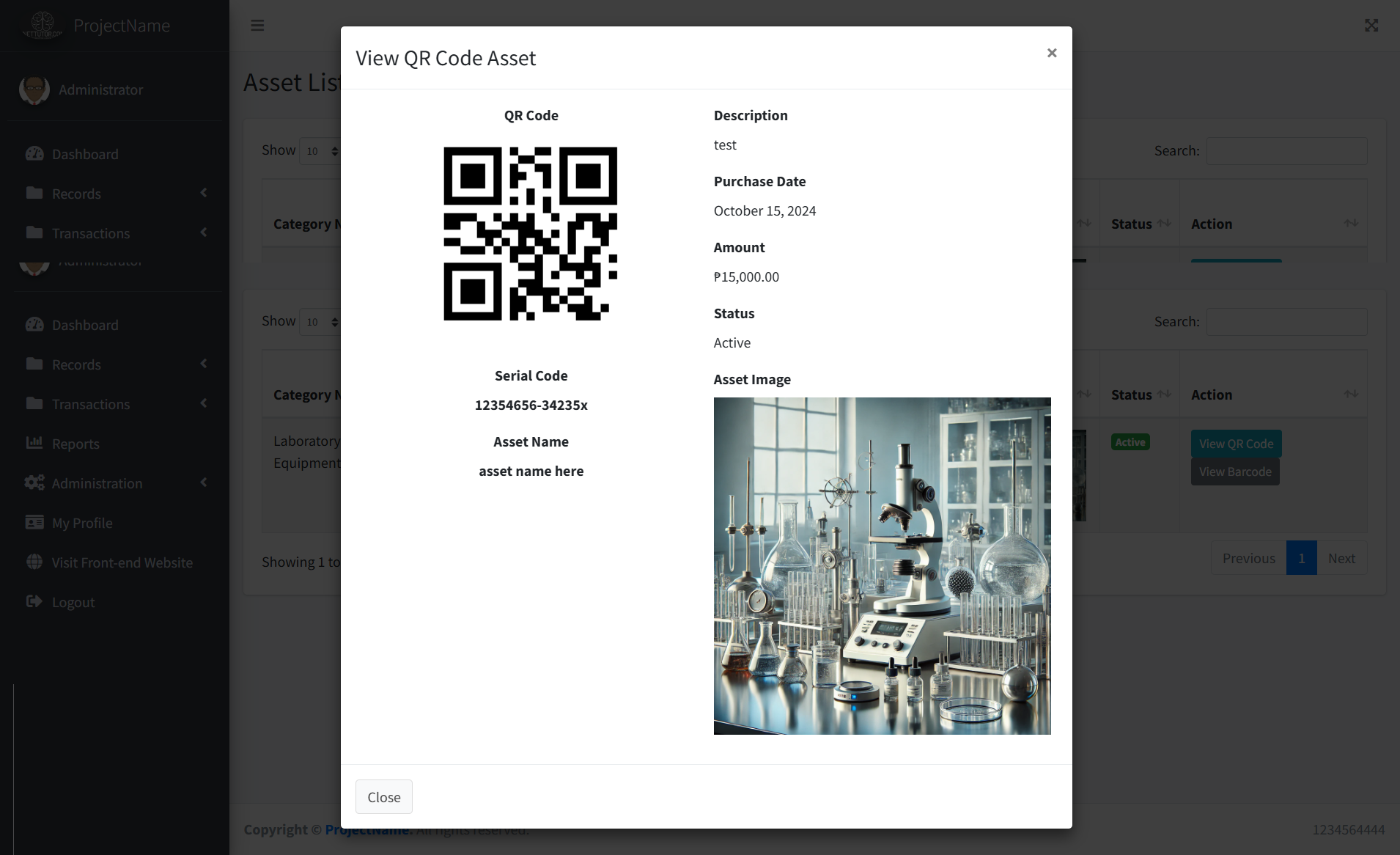 School Asset Inventory QR and Barcode Module - QR Code