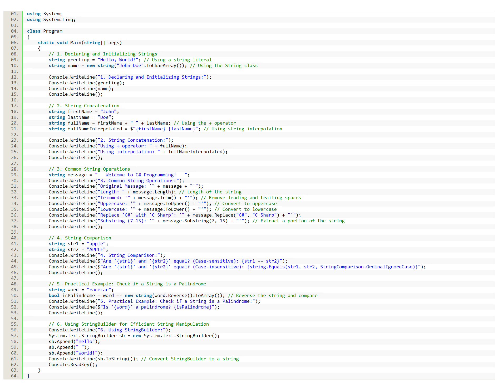 Strings in CSharp - source code