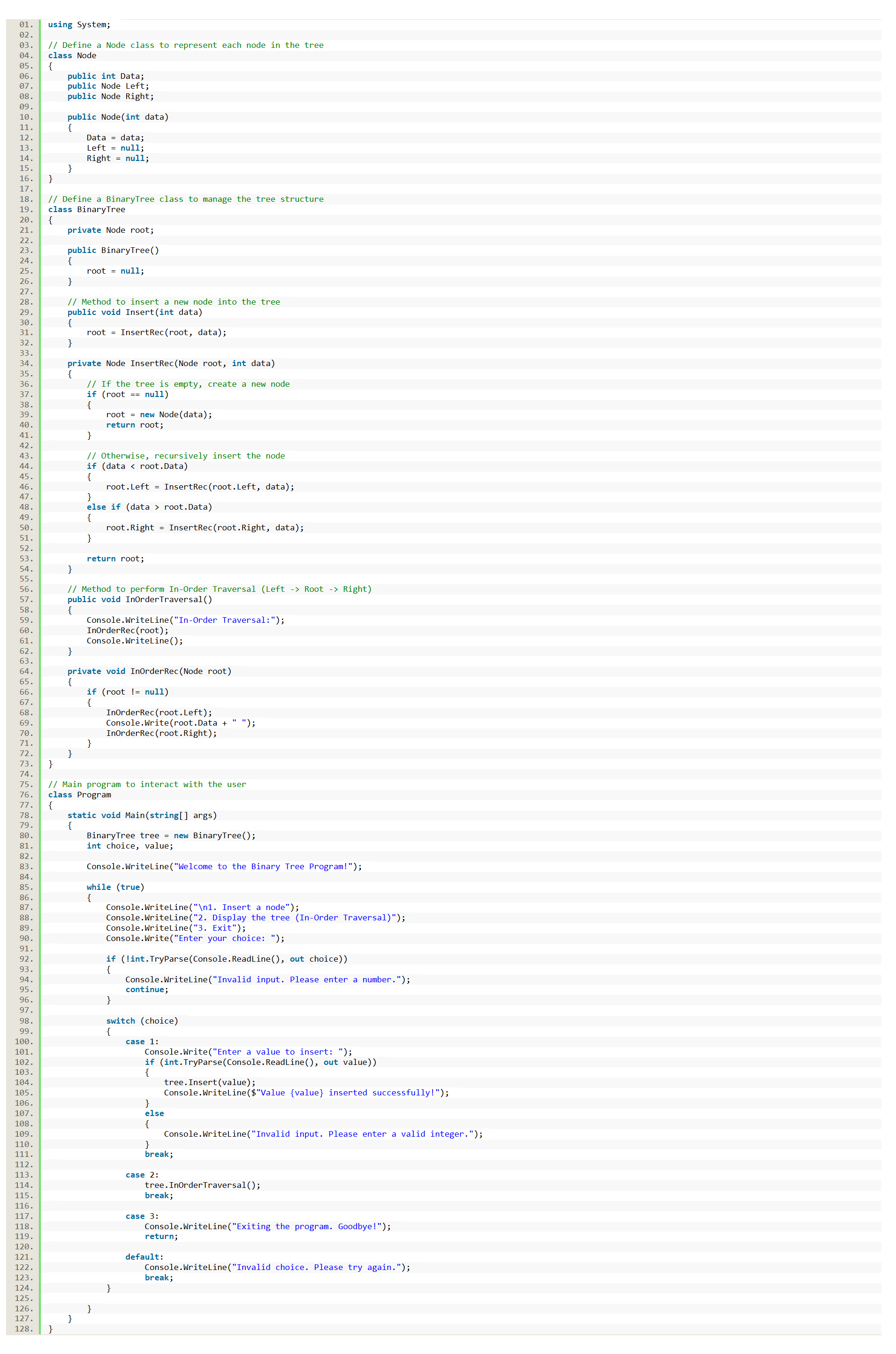 Trees in C# source code