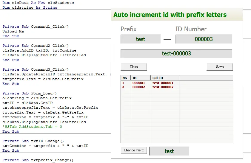 Auto Increment Id With Prefix Letters In Visual Basic 6 – INetTutor.com